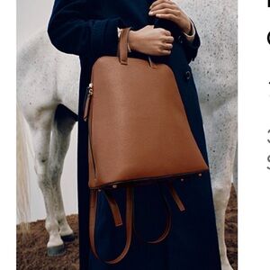 Simons Chic minimalist trapeze style Tan Backpack